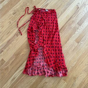 Urban outfitters maxi skirt red ruffle polka dot skirt